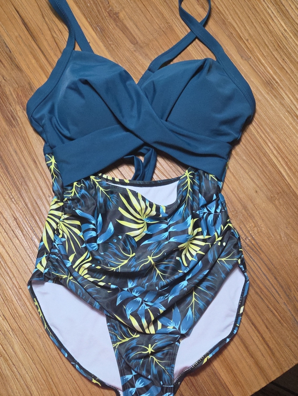 Teal & Tropical Print One-Piece Swimsuit